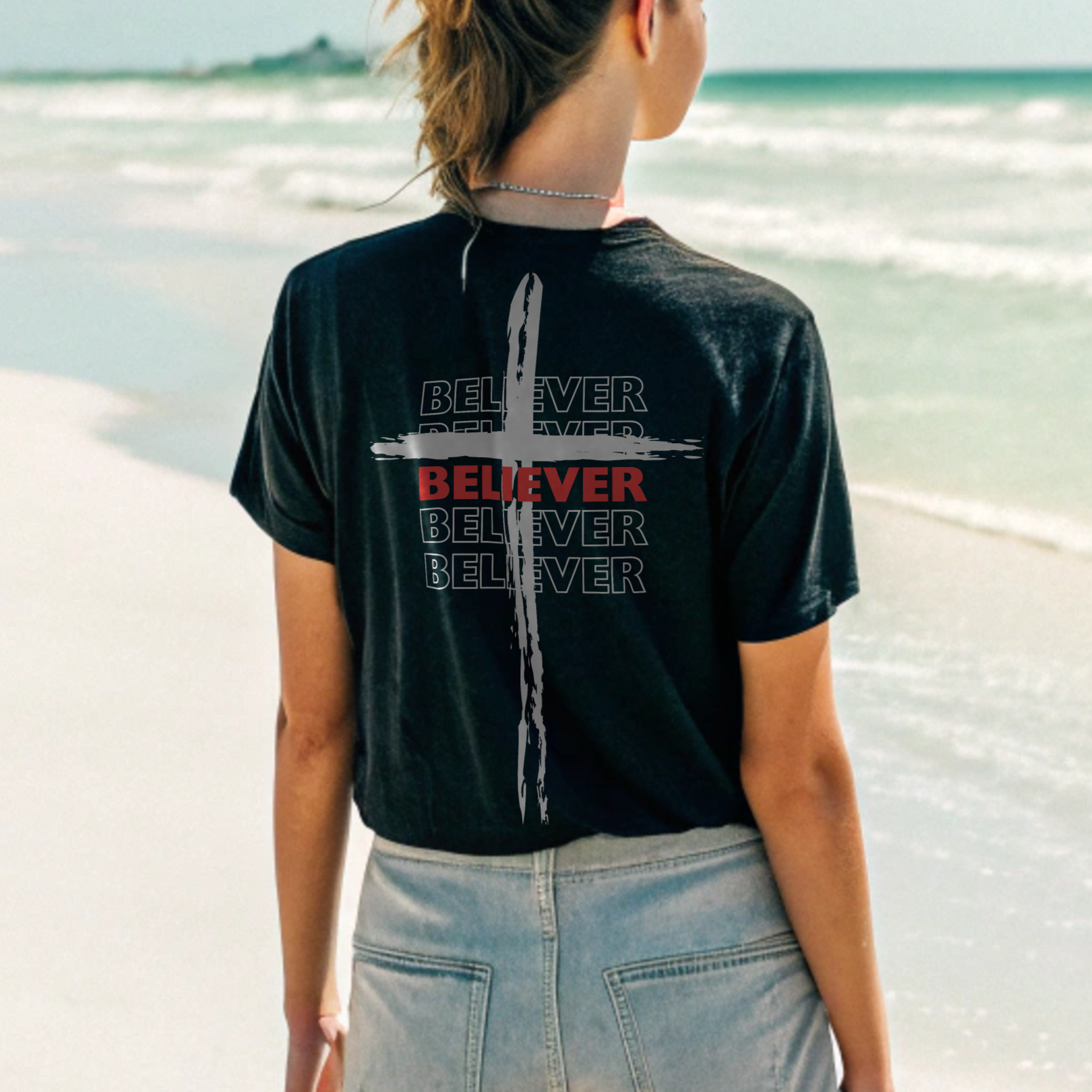 Believer Cross T-Shirt – Black | Comfort Colors®