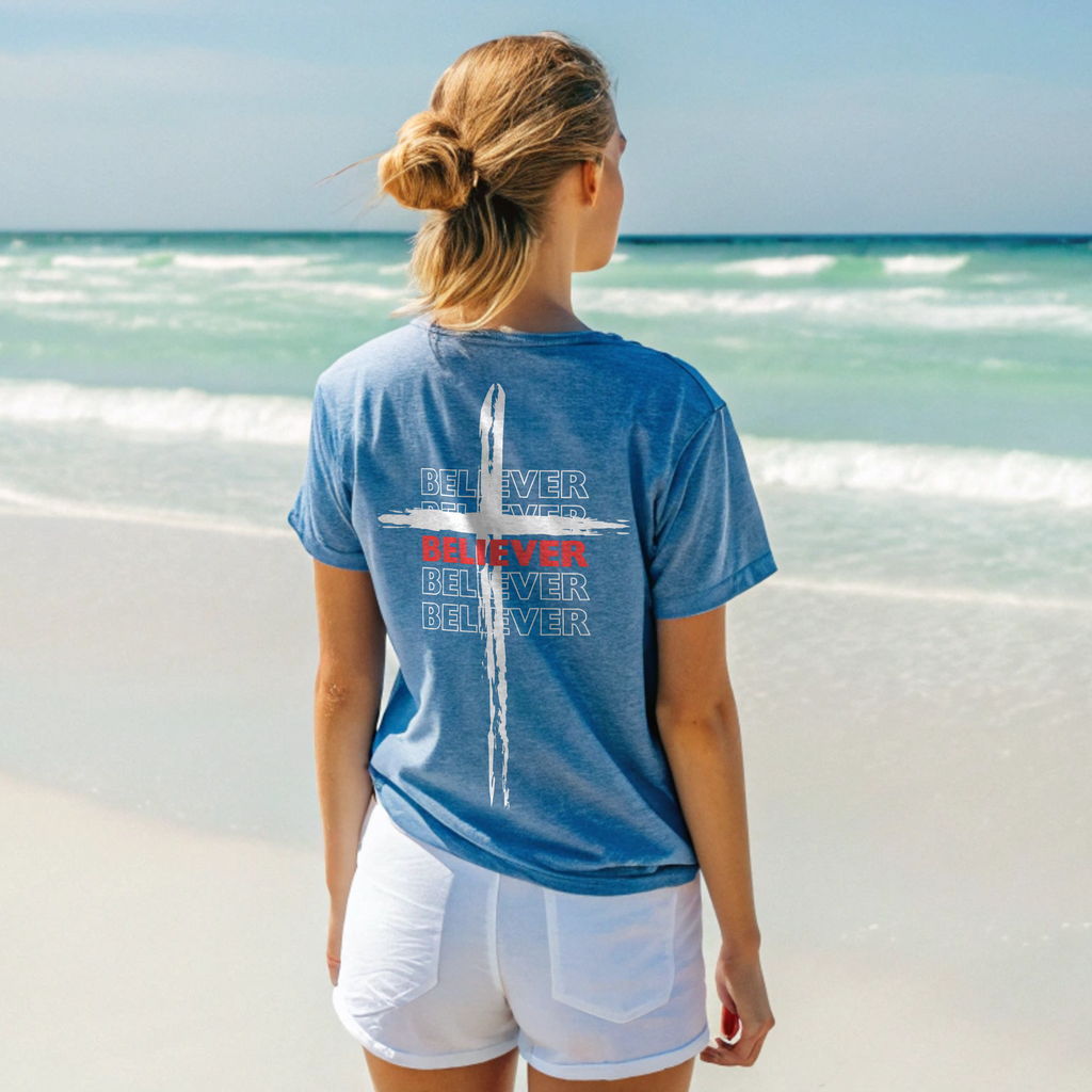 Believer Cross T-Shirt – Caribe Blue | Comfort Colors®