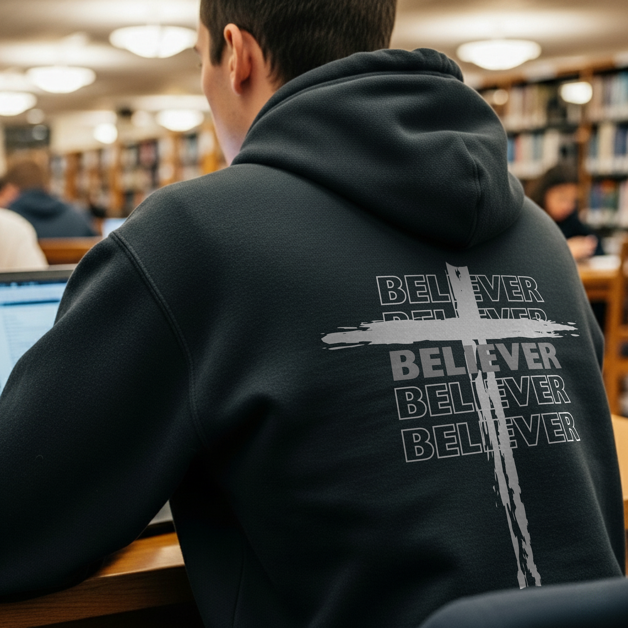 Believer Cross Hoodie – Black / Grey