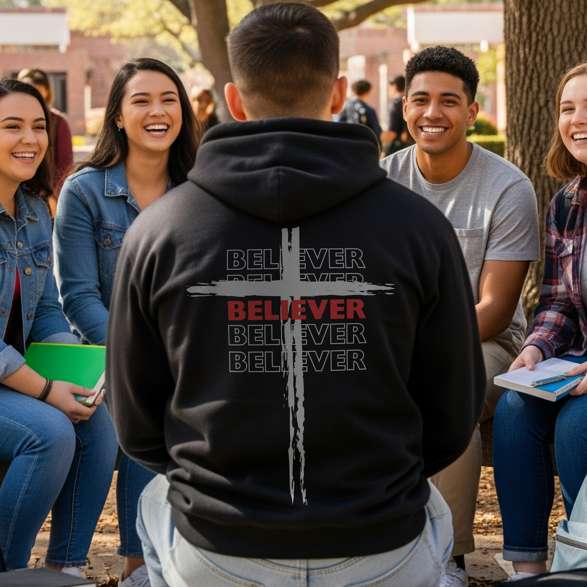 Believer Cross Hoodie – Black / Red