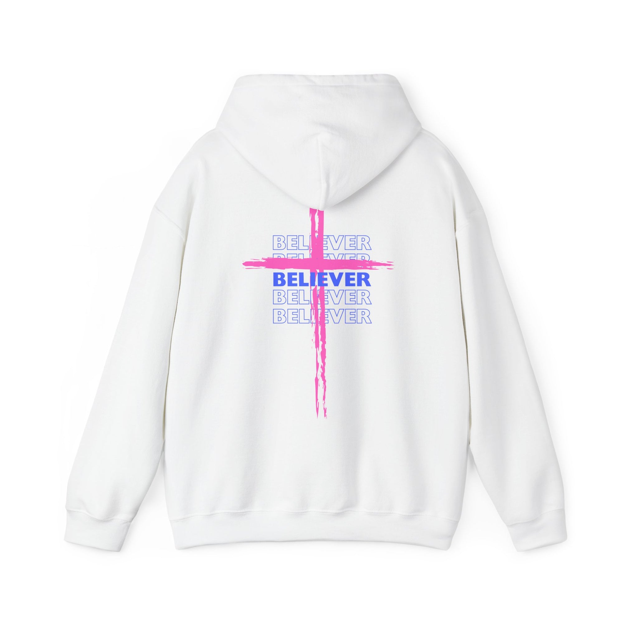 Believer Cross Hoodie – White / Pink