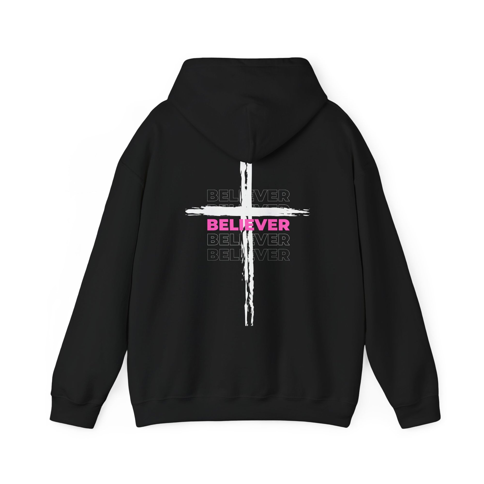 Believer Cross Hoodie - Black / Pink