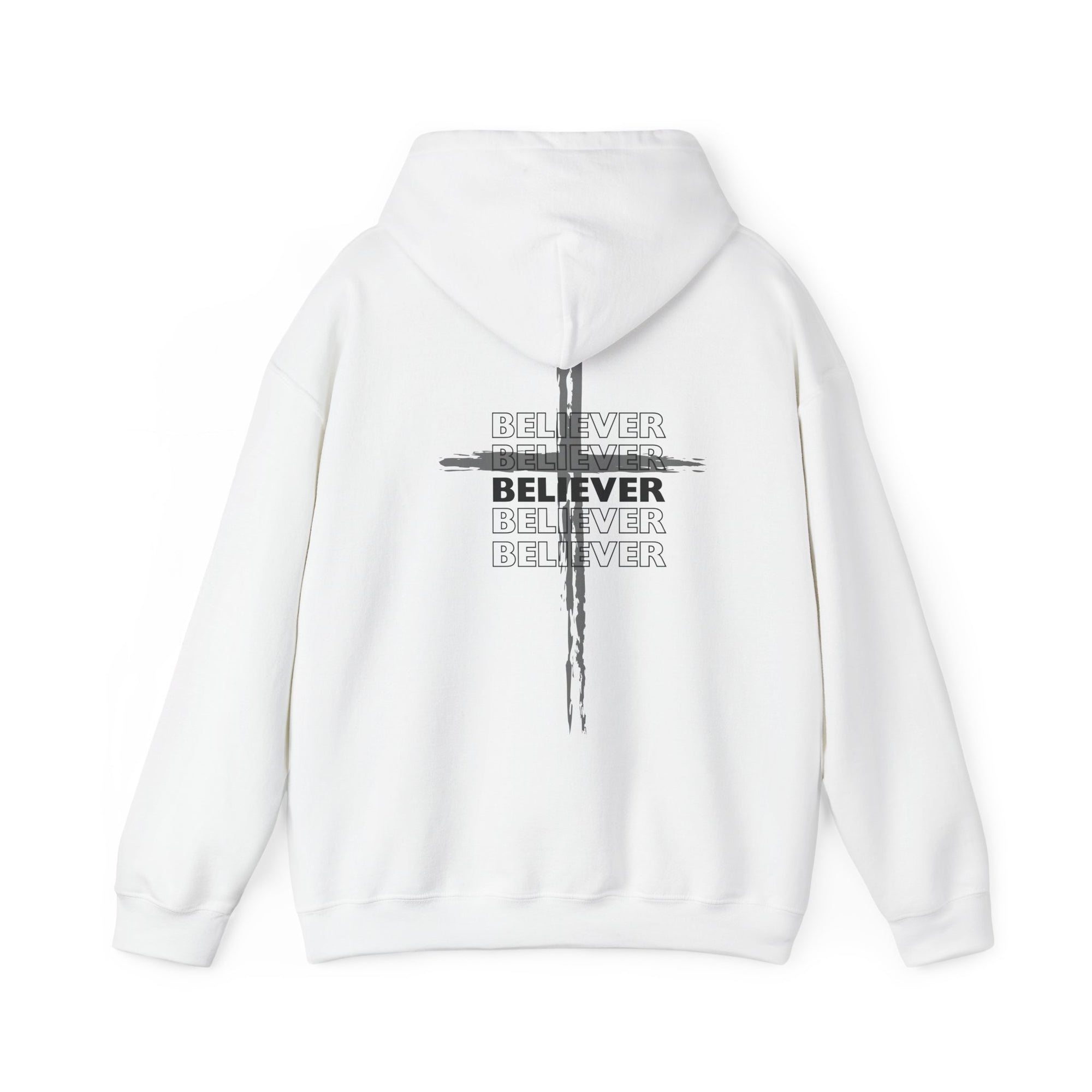 Believer Cross Hoodie – White / Grey