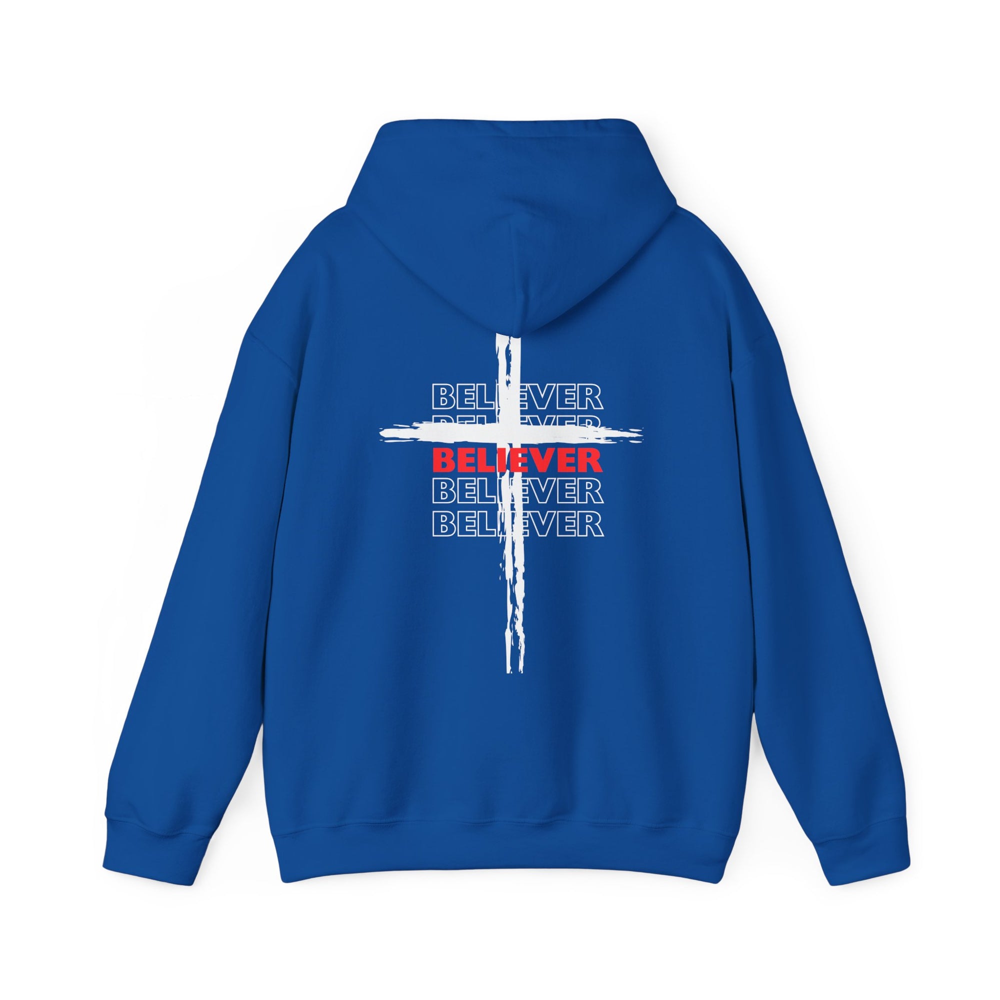 Believer Cross Hoodie – Blue / Red