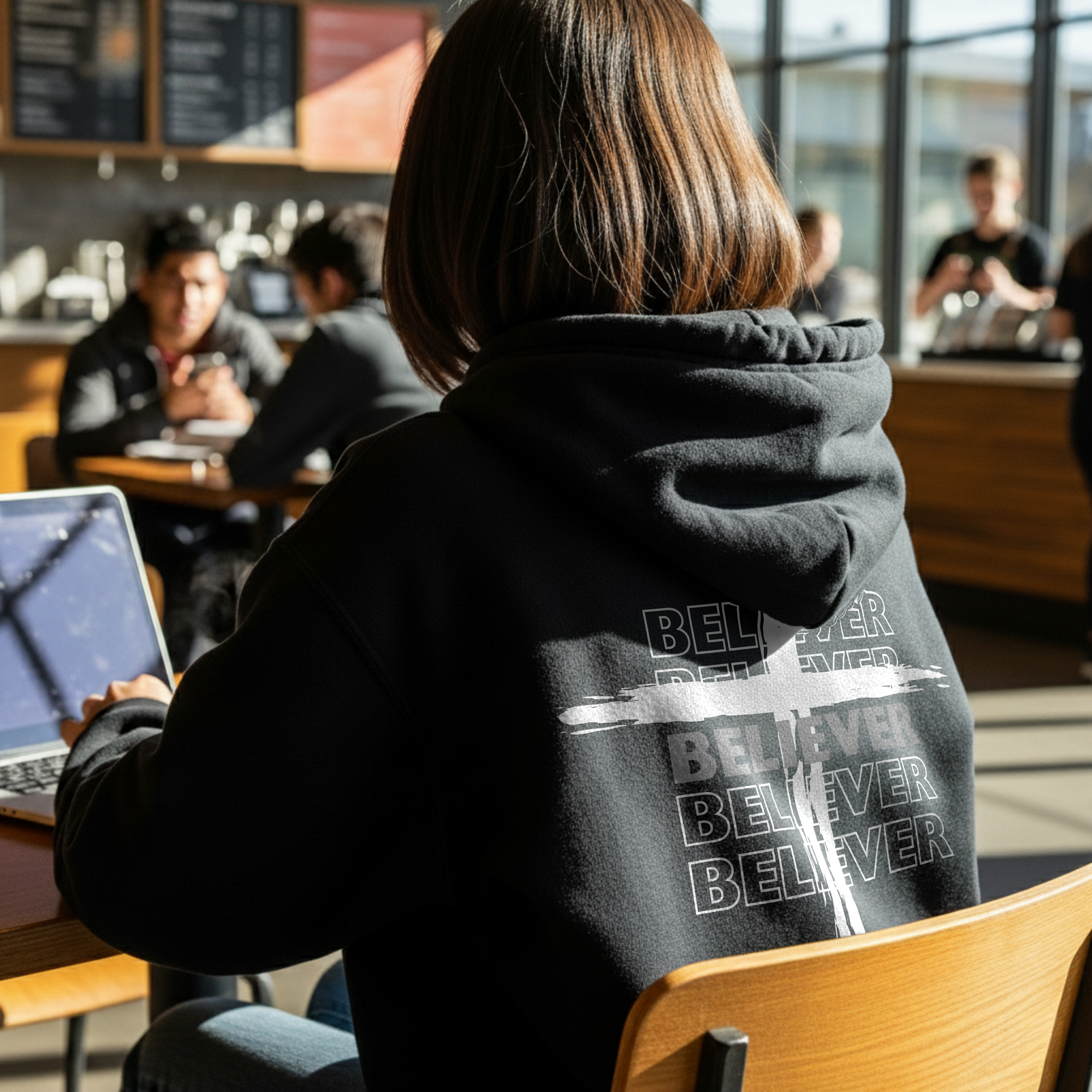 Believer Cross Hoodie – Black / Grey