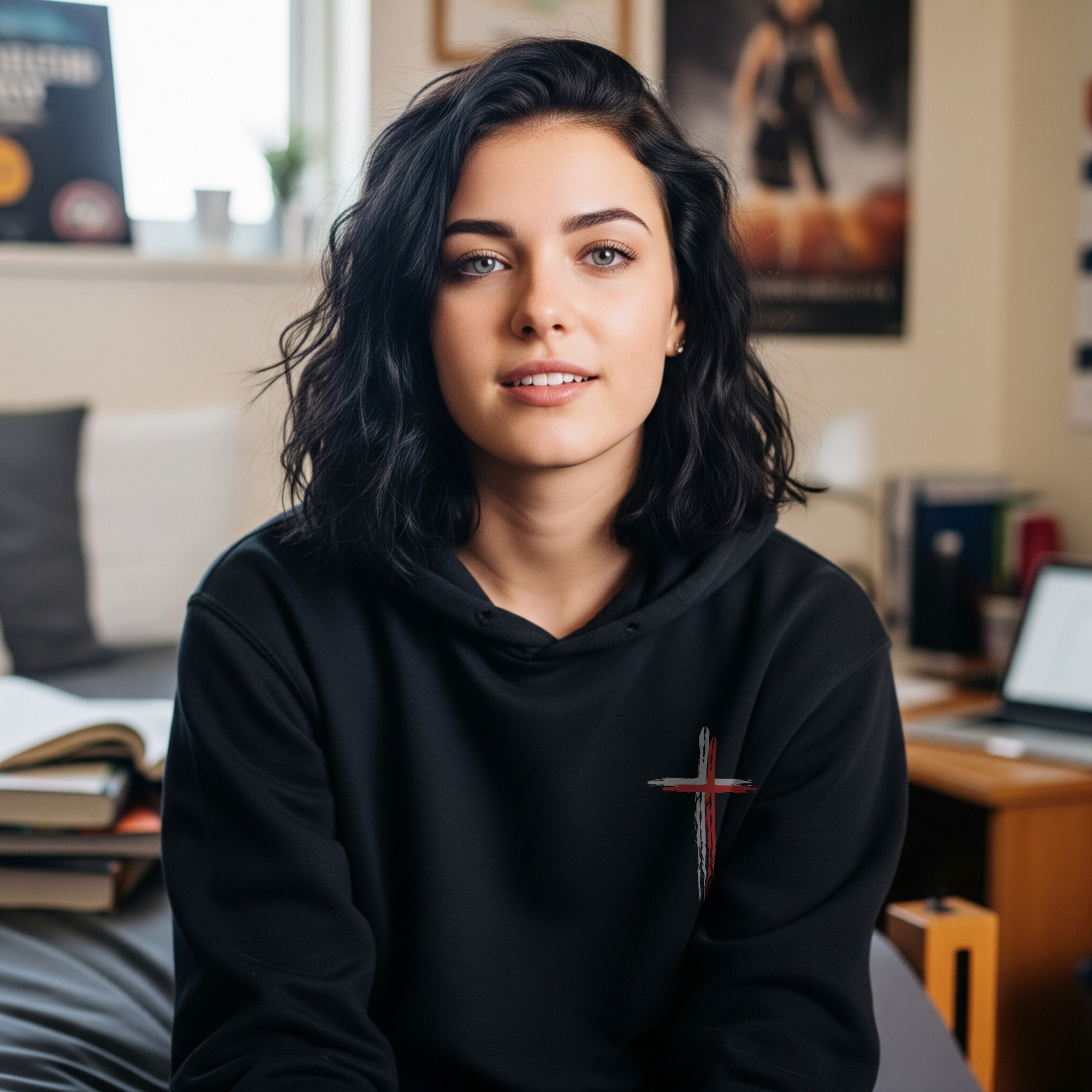 Believer Cross Hoodie – Black / Red