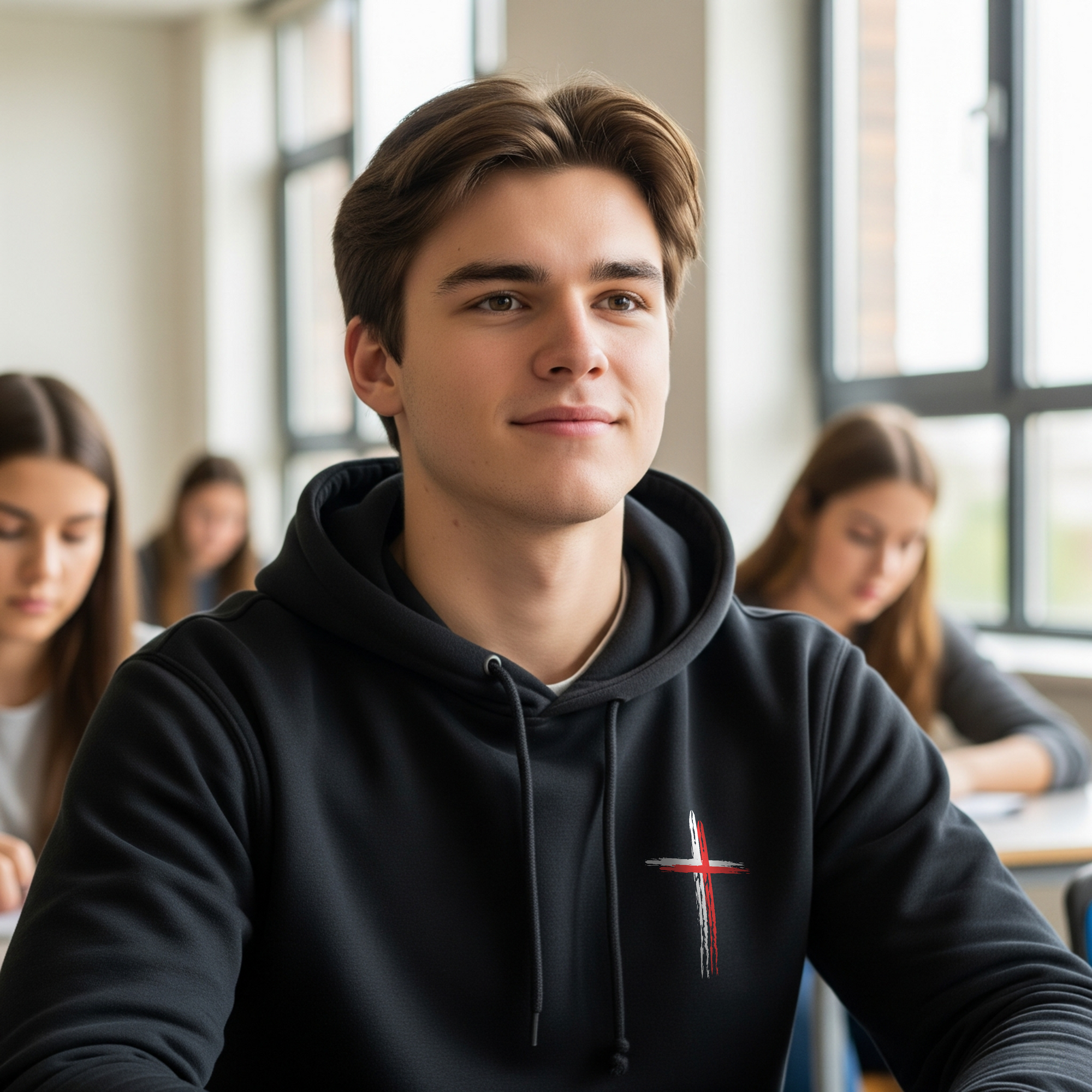 Believer Cross Hoodie – Black / Red