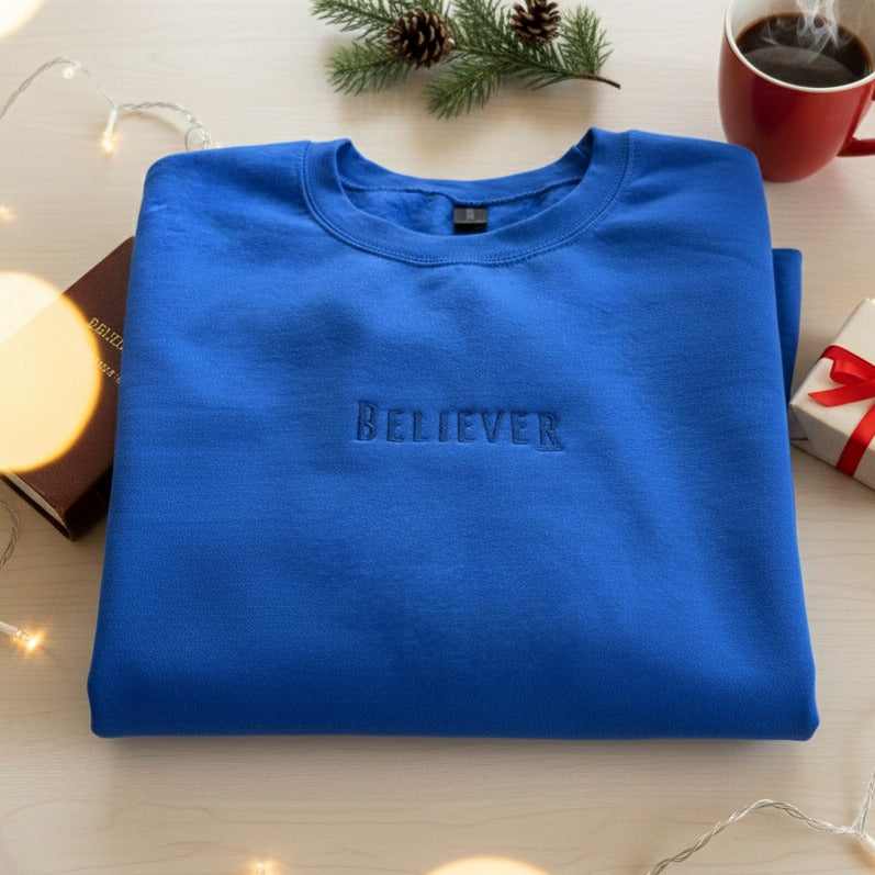 Royal Blue Crewneck with Dark Blue Embroidery