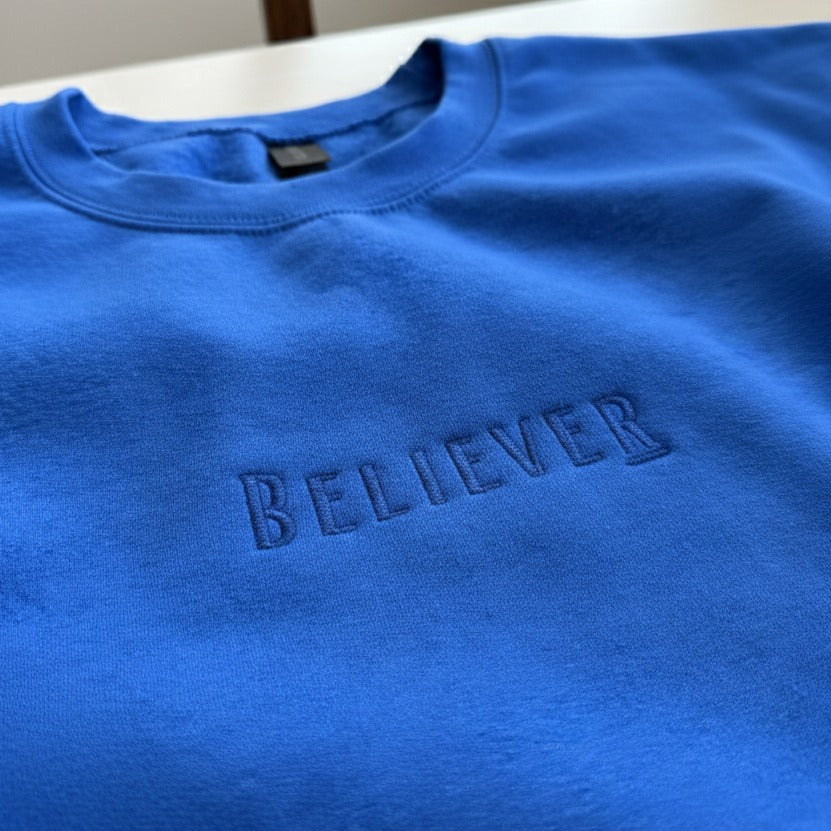 Royal Blue Crewneck with Dark Blue Embroidery