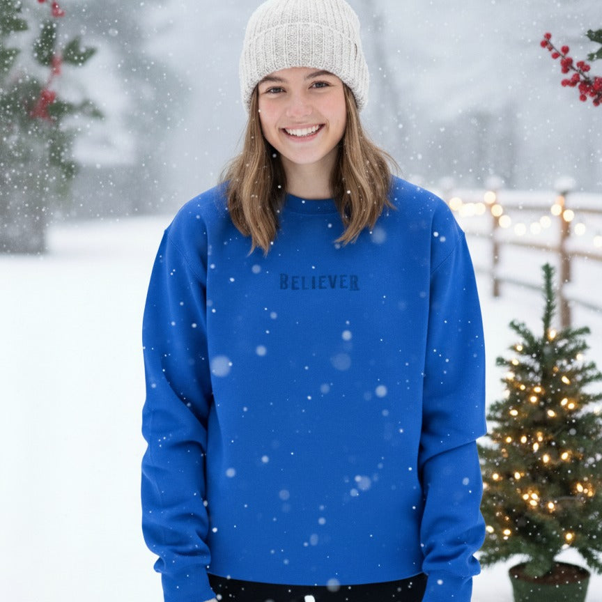 Royal Blue Crewneck with Dark Blue Embroidery