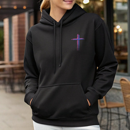 Believer Cross Hoodie – Black / Pink