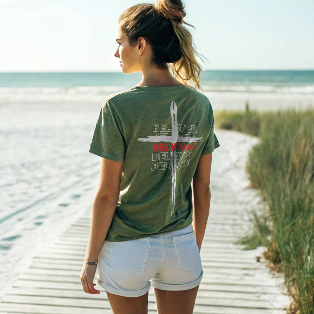 Believer Cross T-Shirt – Moss | Comfort Colors®