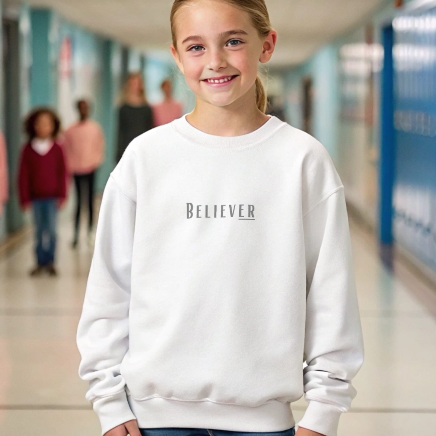 Youth Crewneck Sweatshirt / Multiple Colors / Grey Letters
