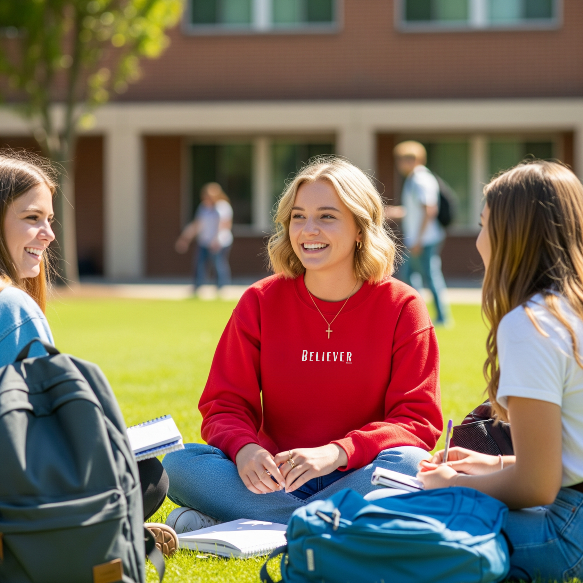 Believer Embroidered Crewneck – Red