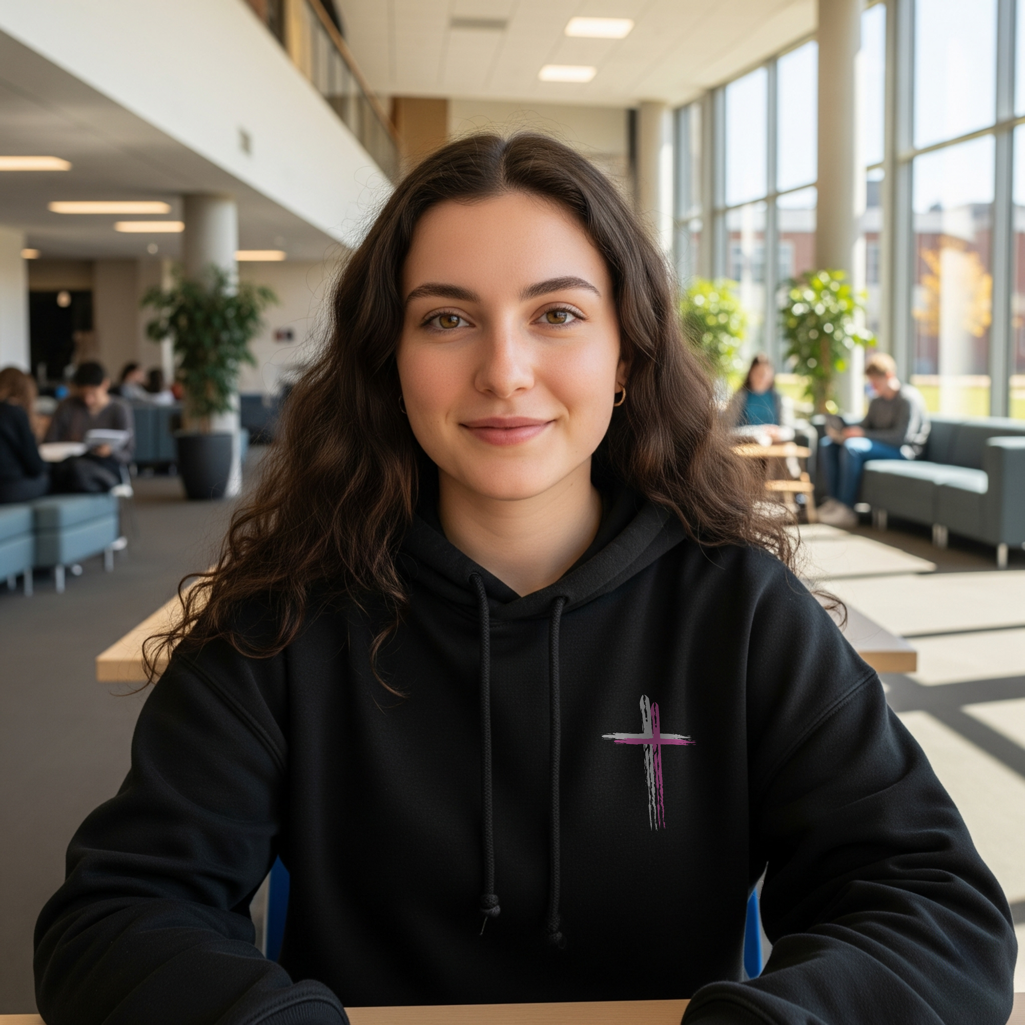 Believer Cross Hoodie - Black / Pink