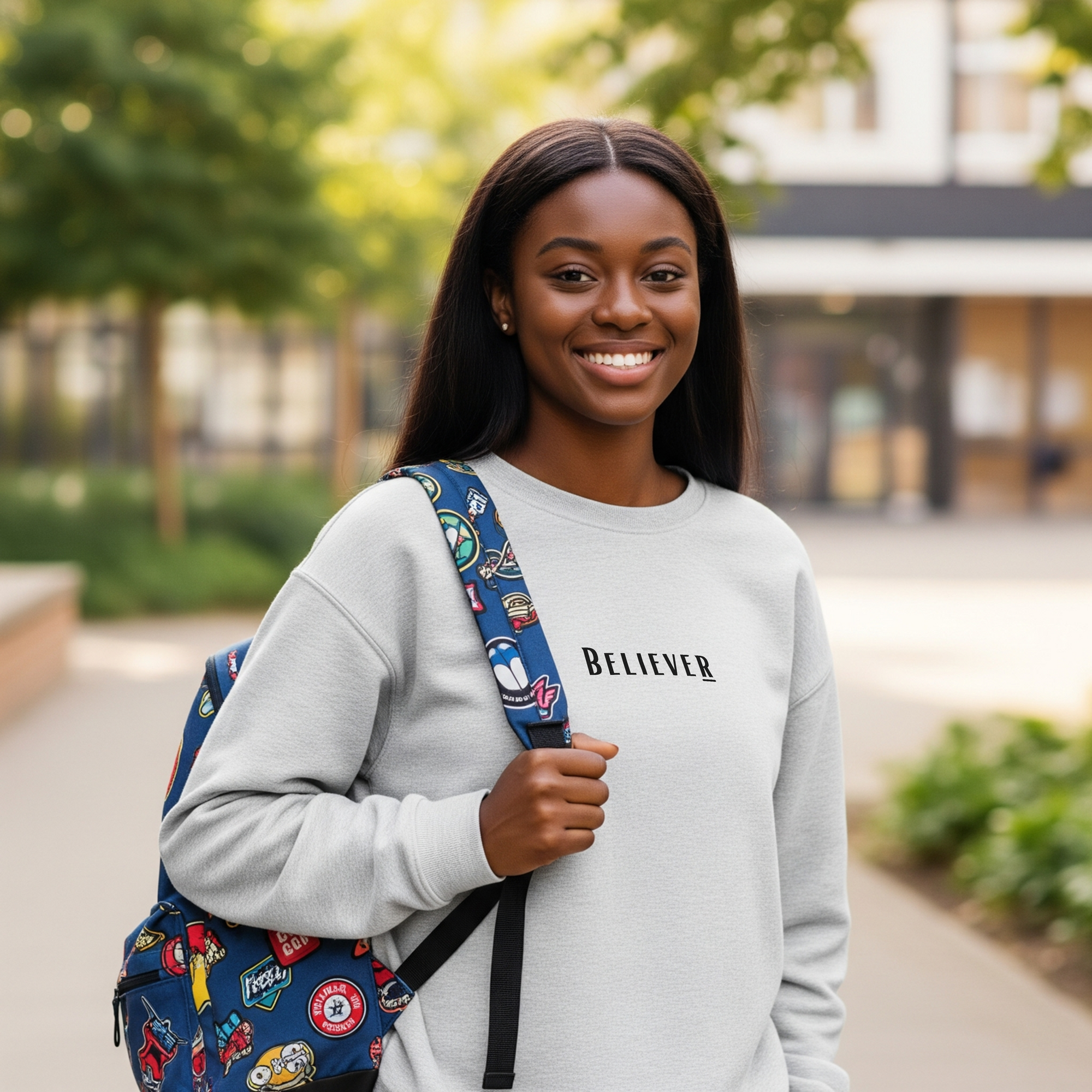 Believer Embroidered Crewneck – Ash