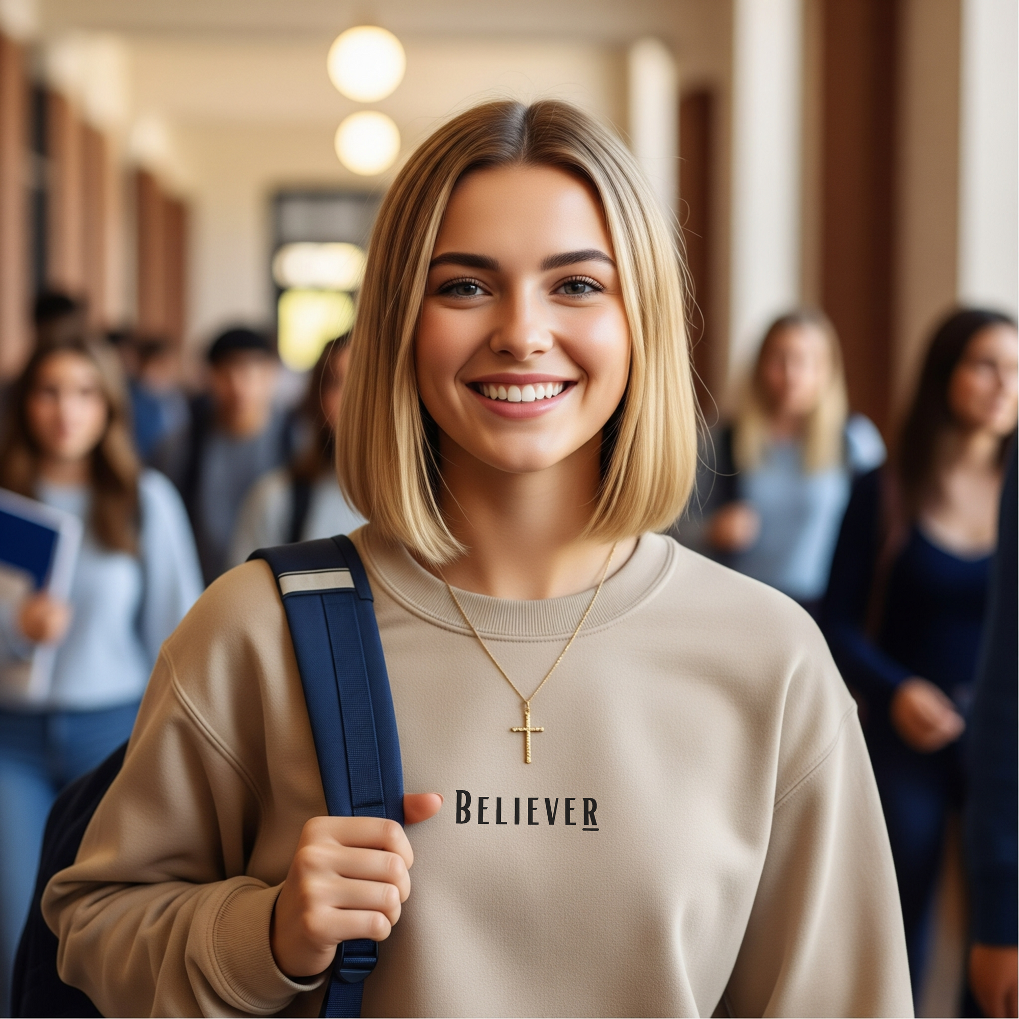 Believer Embroidered Crewneck – Sand