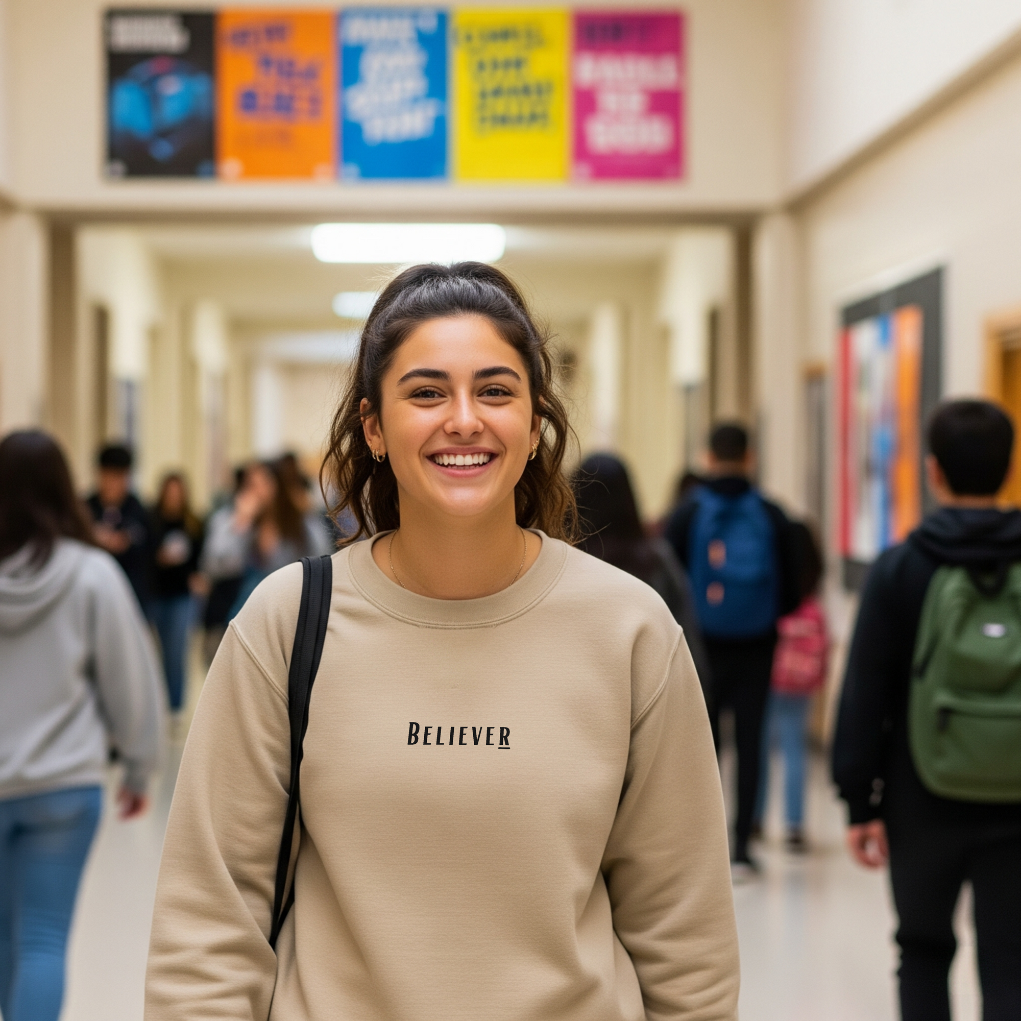 Believer Embroidered Crewneck – Sand