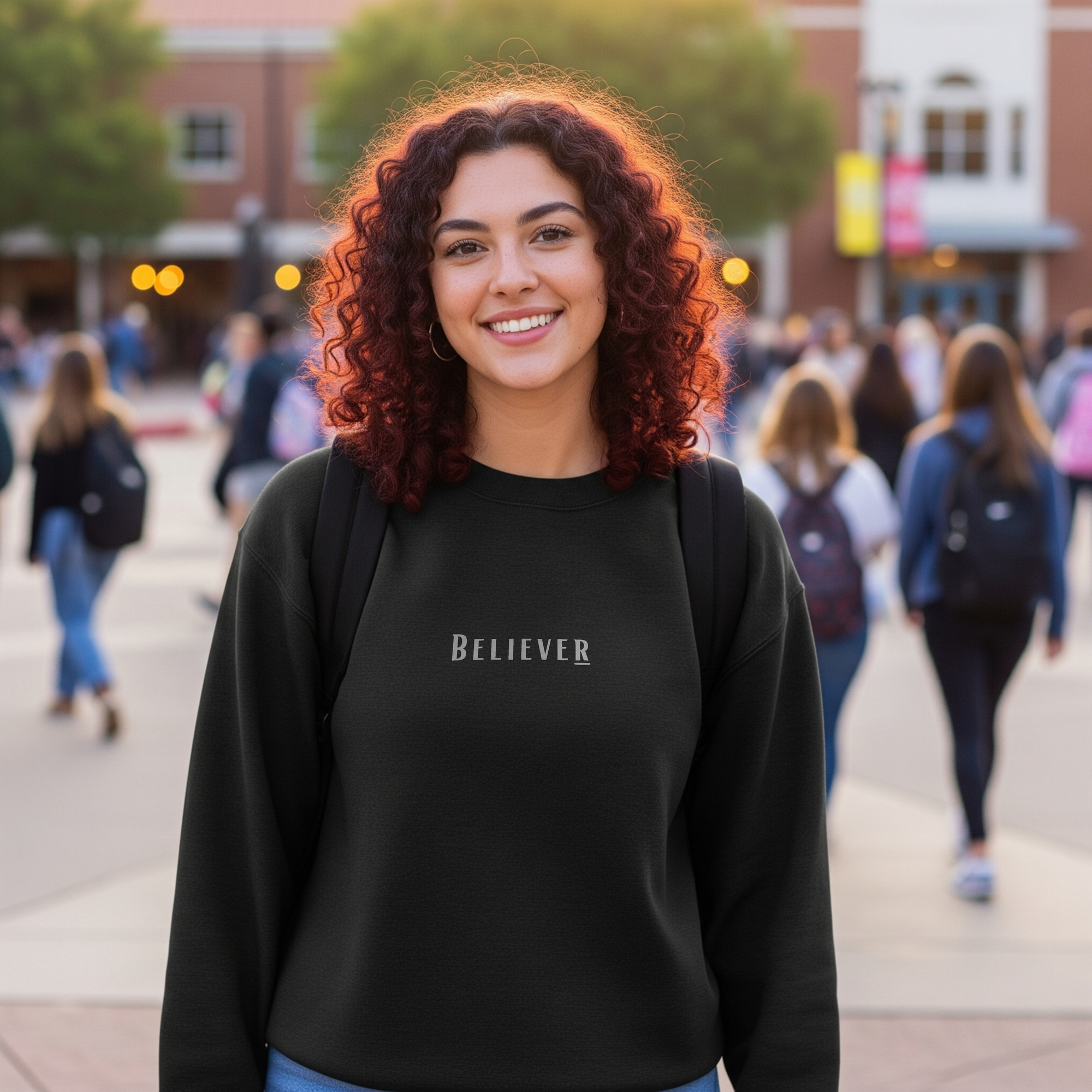 Believer Embroidered Crewneck – Black