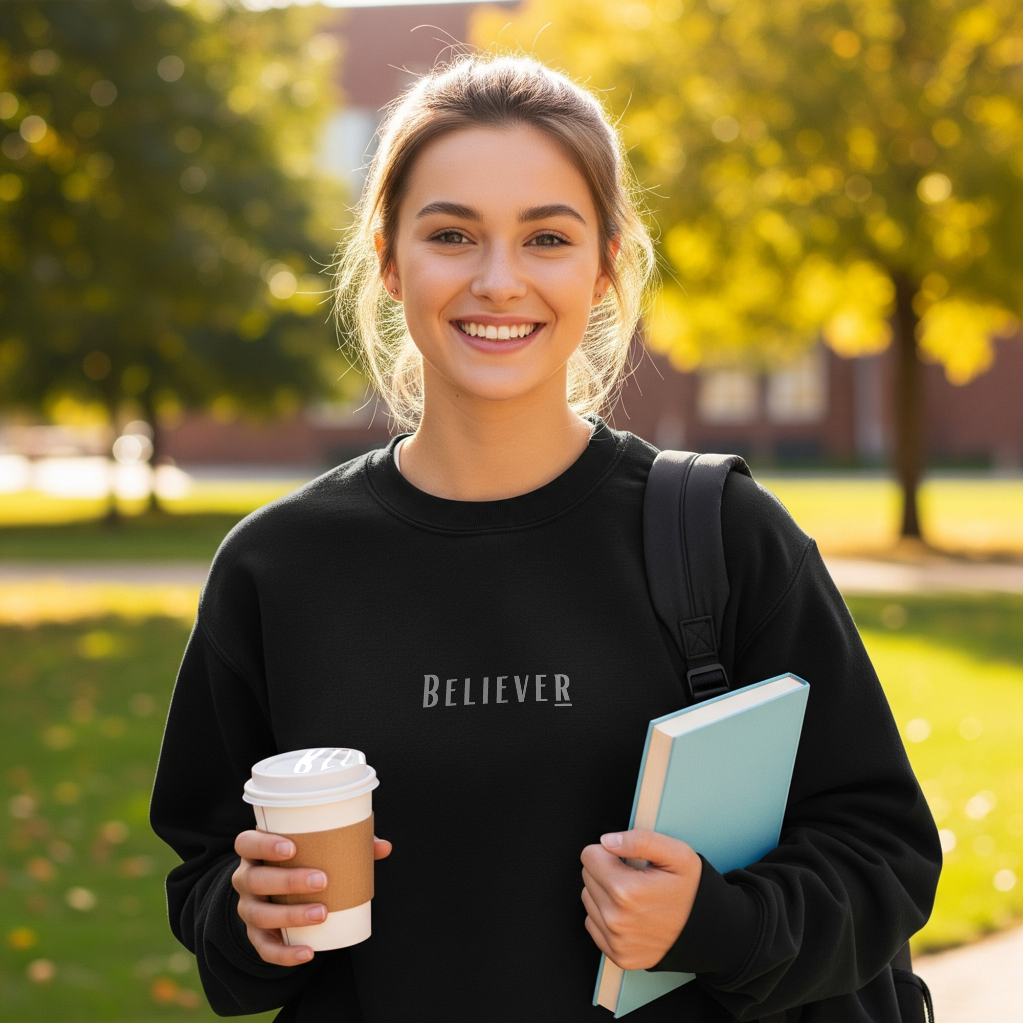 Believer Embroidered Crewneck – Black