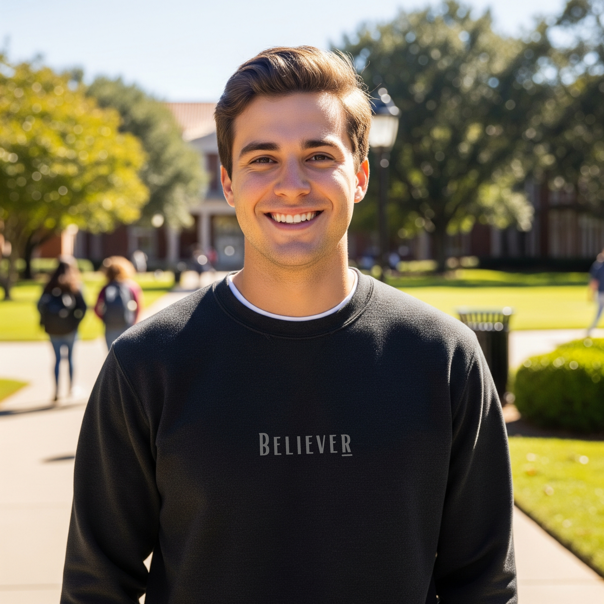 Believer Embroidered Crewneck – Black